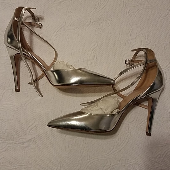 New J. Crew Collection Silver Leather Shoe, sz 10 - Picture 3 of 10